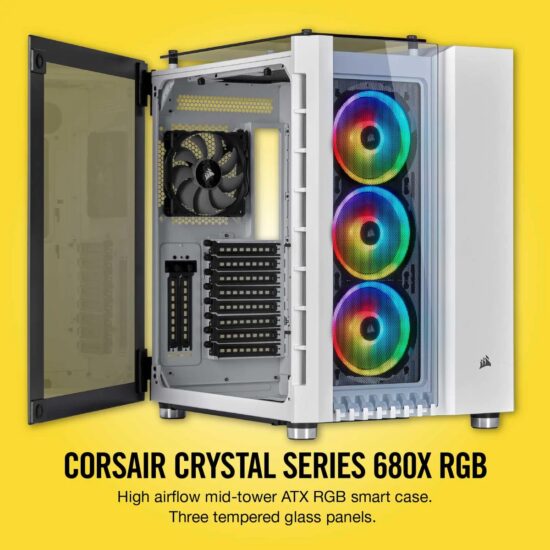 Corsair 680x Crystal Series Rgb High Airflow Vidrio Templado Atx Blanco - Imagen 3