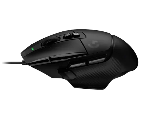 Vista lateral del Logitech G502 X mostrando su forma contorneada