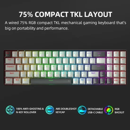 Thunderobot K78 TKL Teclado Mecánico 75% Brown Switch - Image 5