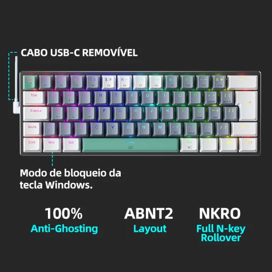Machenike K500 B61W Teclado Mecánico Tri-modo RGB Switch Marrón - Image 4