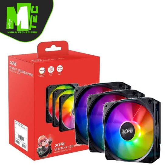 Xpg Vento R 120 ARGB Black PWM Kit 3 Fans Invertido