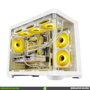 Segotep Lumi 3S M-ATX Case Gamer WH 3 Ventiladores ARGB Vidrio Curvo
