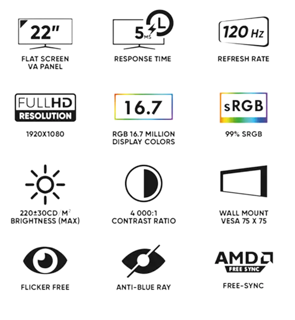 Armaggedon Pixxel+ PE22Hd Super 120 Monitor 22″120Hz Tienda Gamer